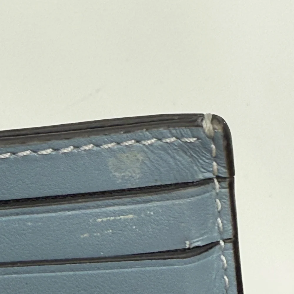 Coach Sky Blue Leather Card Holder slim id card case